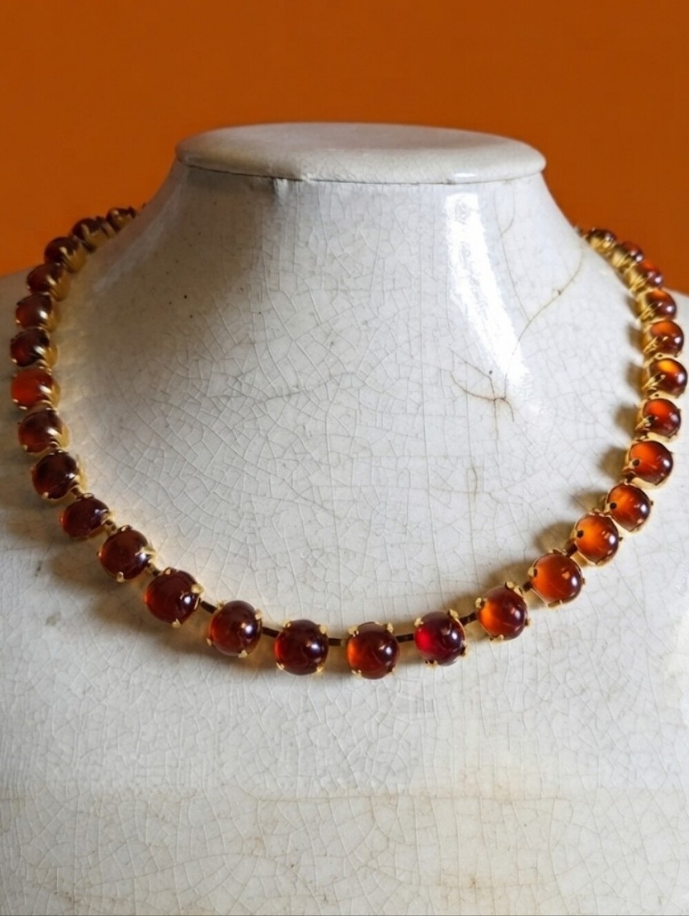 Natural Hessonite Garnet Necklace & Earrings in 14K Gold Plated or Silver Plated